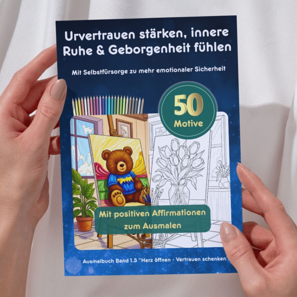  Kennst du dieses Gefühl?
Du bist innerlich angespannt, getrieben von Sorgen oder von der Angst verlassen zu werden? Vielleicht spürst du ein fehlendes Urvertrauen oder bist durch emotionale Erschöpfung ausgelaugt?

Mit Selbstkritik ringen, sich ständig vergleichen oder eigene Gefühle unterdrücken – und dabei den Kontakt zu sich selbst verlieren?



👉 Dieses Achtsamkeits-Malbuch für Erwachsene öffnet dir einen liebevollen Raum der Selbstfürsorge, mit dem du dein Vertrauen zu dir selbst aufbauen kannst. Jede Seite lädt dich ein, Kontrolle abzugeben und dich von den Erwartungen anderer abzugrenzen. Und stattdessen Ruhe, Geborgenheit und inneren Schutz zu fühlen.