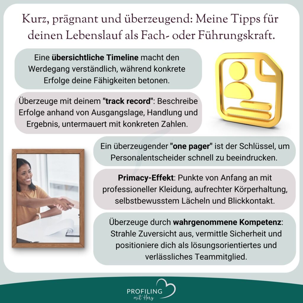 Dein Lebenslauf Führungskraft zählt! Mit klarem Aufbau, Erfolgen und einem starken Kurzprofil sicherst du dir die besten Chancen.