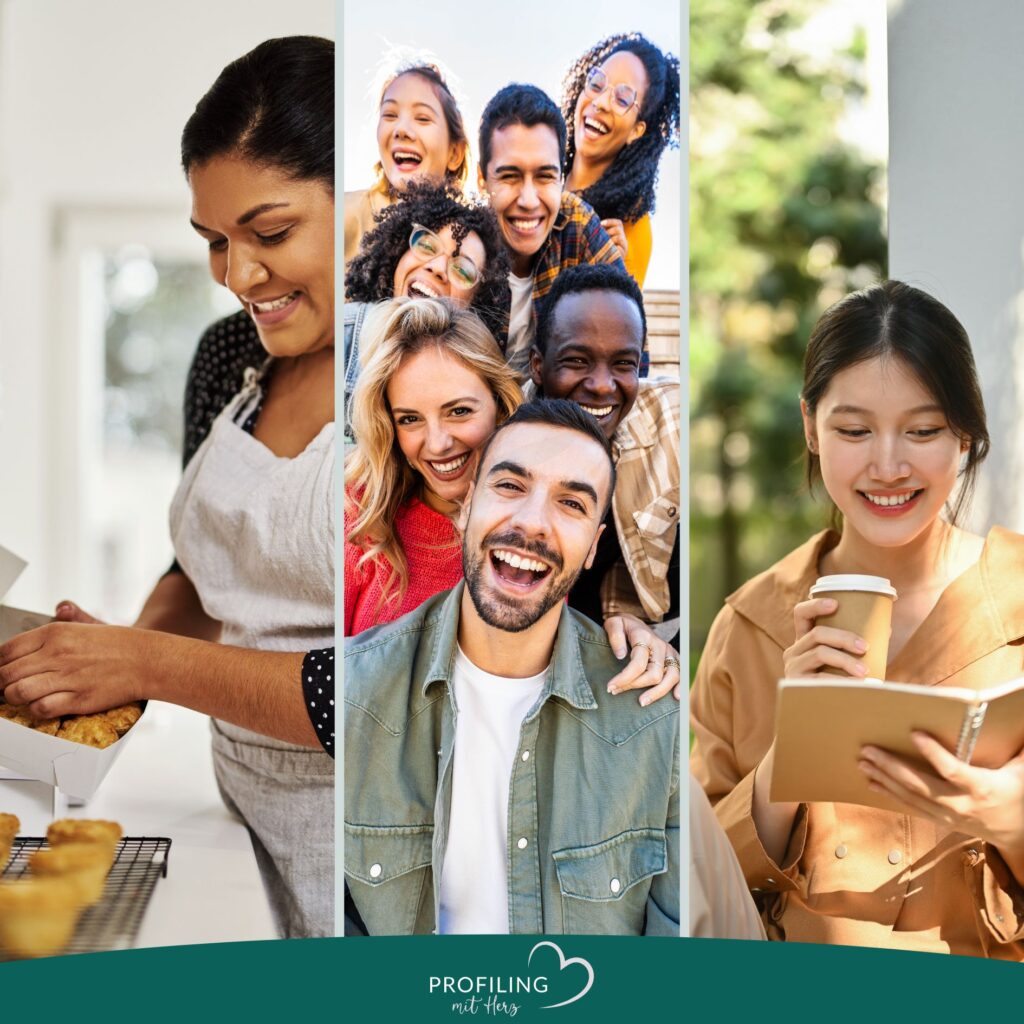 Beliebteste Hobbys für erwachsene Frauen laut Statistik – mit Fokus auf Aktivitäten wie Kochen, Backen, Socializing und Lesen, die Gelassenheit, innere Ruhe und Entspannung im Alltag fördern.