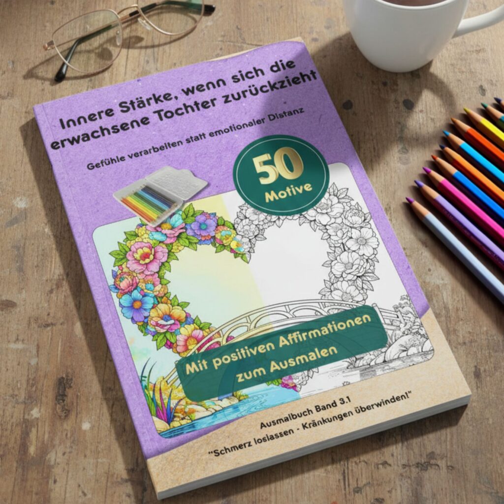 Wenn der Alltag mit deiner erwachsenen Tochter von Missverständnissen, Schweigen und Verletzungen geprägt ist? Wenn du unsicher bist, was du sagen darfst? Ihr sprecht nicht mehr die gleiche Sprache?
👉 Dieses Malbuch begleitet dich auf deinem Weg, deine Gefühle achtsam wahrzunehmen und innere Ruhe zu finden. Trotz Konflikten und emotionaler Distanz. Es unterstützt dich, auch in schwierigen Momenten mit dir selbst verbunden zu bleiben und innere Kraft zu schöpfen. Finde Wege raus aus dem Mutter-Tochter-Konflikt im Erwachsenenalter.