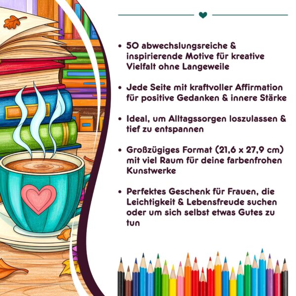 Malbuch für erwachsene Frauen - Selbstliebe, Selbstakzeptanz & Entspannung – Band 1.1 „Strahle von innen“ – Bild 3