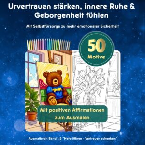 Urvertrauen stärken, innere Ruhe & Geborgenheit fühlen. Mit Selbstfürsorge zu mehr emotionaler Sicherheit. Ausmalbuch Band 1.3 "Herz öffnen - Vertrauen schenken".