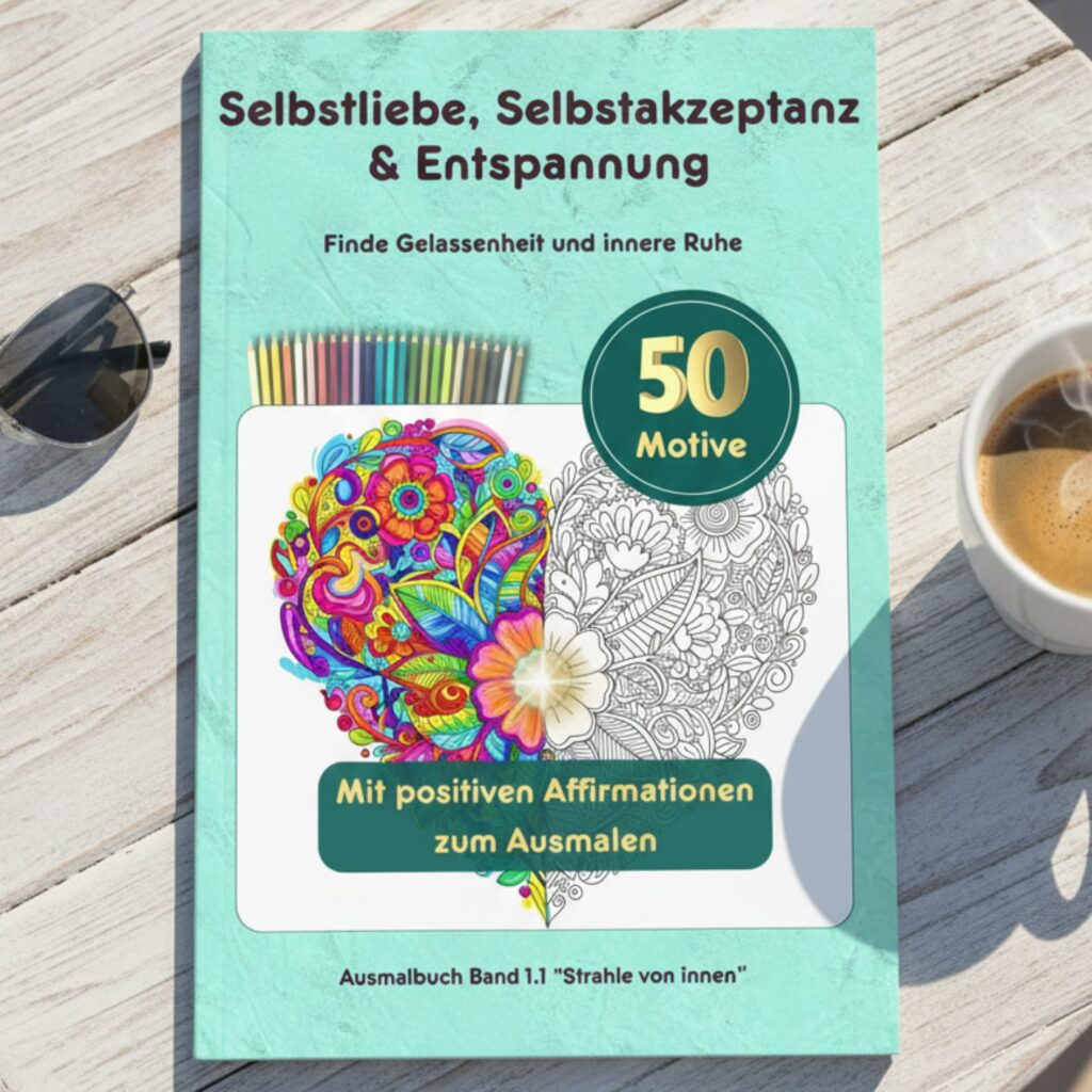 Malbuch für erwachsene Frauen mit Fokus auf Achtsamkeit und innere Ruhe – kreative Ausmalmotive, die helfen, Entspannung zu fördern, Selbstliebe zu stärken und Selbstakzeptanz zu lernen. Ein ideales Geschenk für Frauen, um beim Malen loslassen und Ruhe finden zu können, innere Leichtigkeit zu spüren und mehr Lebensfreude im Alltag zu erleben.